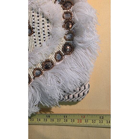 America & Beyond Crossbody Purse Beaded PomPom Natural NEW‎ - Picture 6 of 7